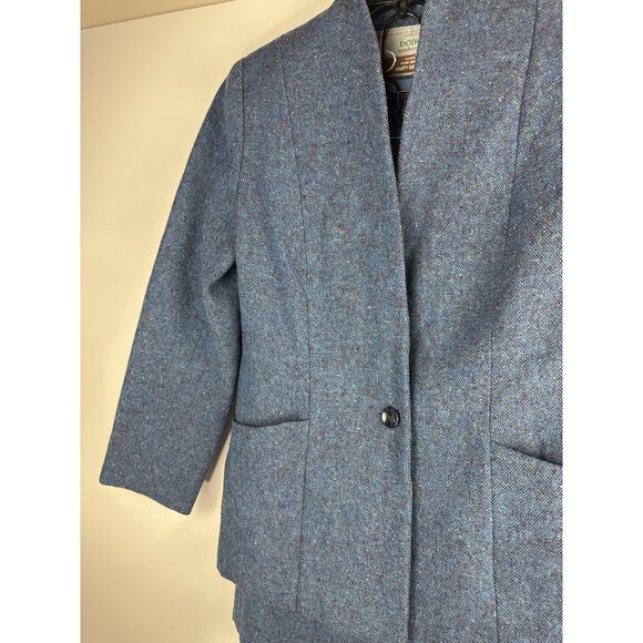 Donegal Wool Handwoven Made in Ireland Tweed Blazer & Skirt Set Blue No Size - Picture 7 of 14